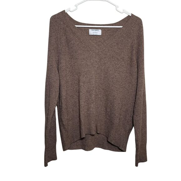Old Navy Sweater Women's Small Brown V-Neck Knit Pullover Solid Cozy Basic - Picture 1 of 10